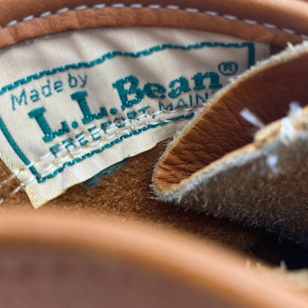 Vintage L.L. Bean Leather ankle Boots women 8 brown blue rain snow outdoor camp